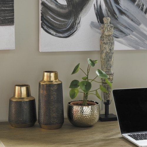 Blanc D'ivoire Photophore TEYRAN Champagne Doré - Moyen Modèle