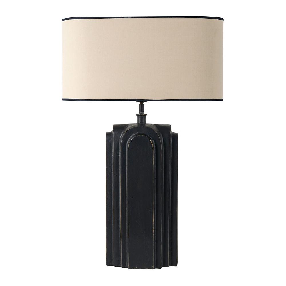 blanc d'ivoire Pied de lampe ACHILLE en métal noir - 21 x 13 x 50 cm