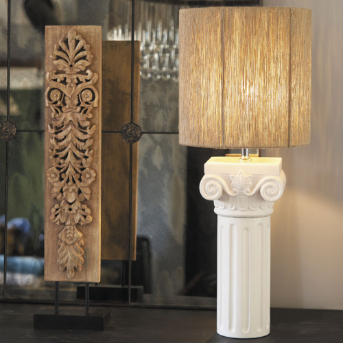 Blanc D'ivoire Pied De Lampe COLONNE - Beige - Grand Modèle