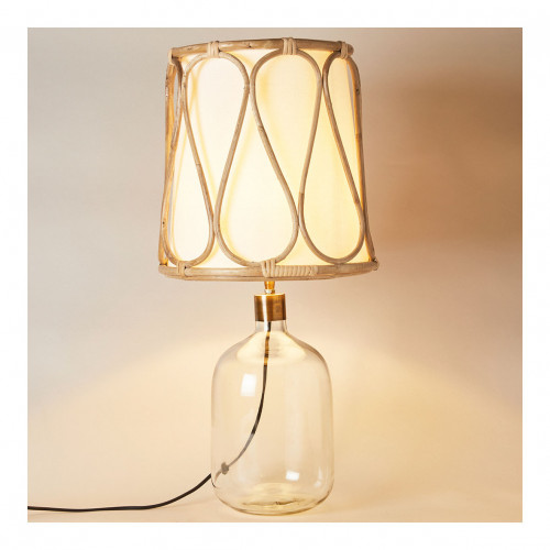 Blanc D'ivoire Pied De Lampe SUZANNE En Verre Transparent