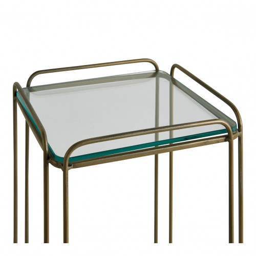 Blanc D'ivoire Sellette ANATOLE En Métal Finition Laiton Doré Et Plateau En Verre - Petit Modèle - H. 70 Cm