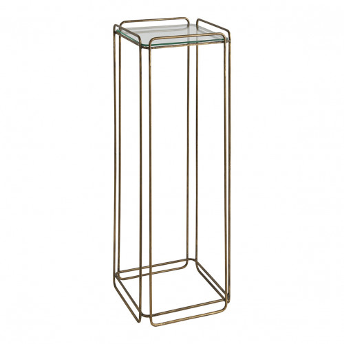 Blanc D'ivoire Sellette ANATOLE En Métal Finition Laiton Doré Et Plateau En Verre - Grand Modèle - H. 90 Cm