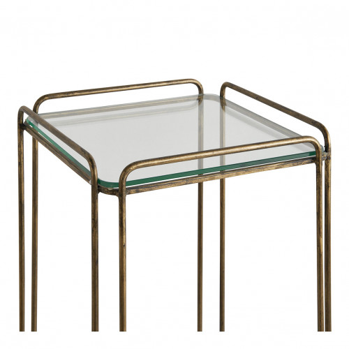 Blanc D'ivoire Sellette ANATOLE En Métal Finition Laiton Doré Et Plateau En Verre - Grand Modèle - H. 90 Cm