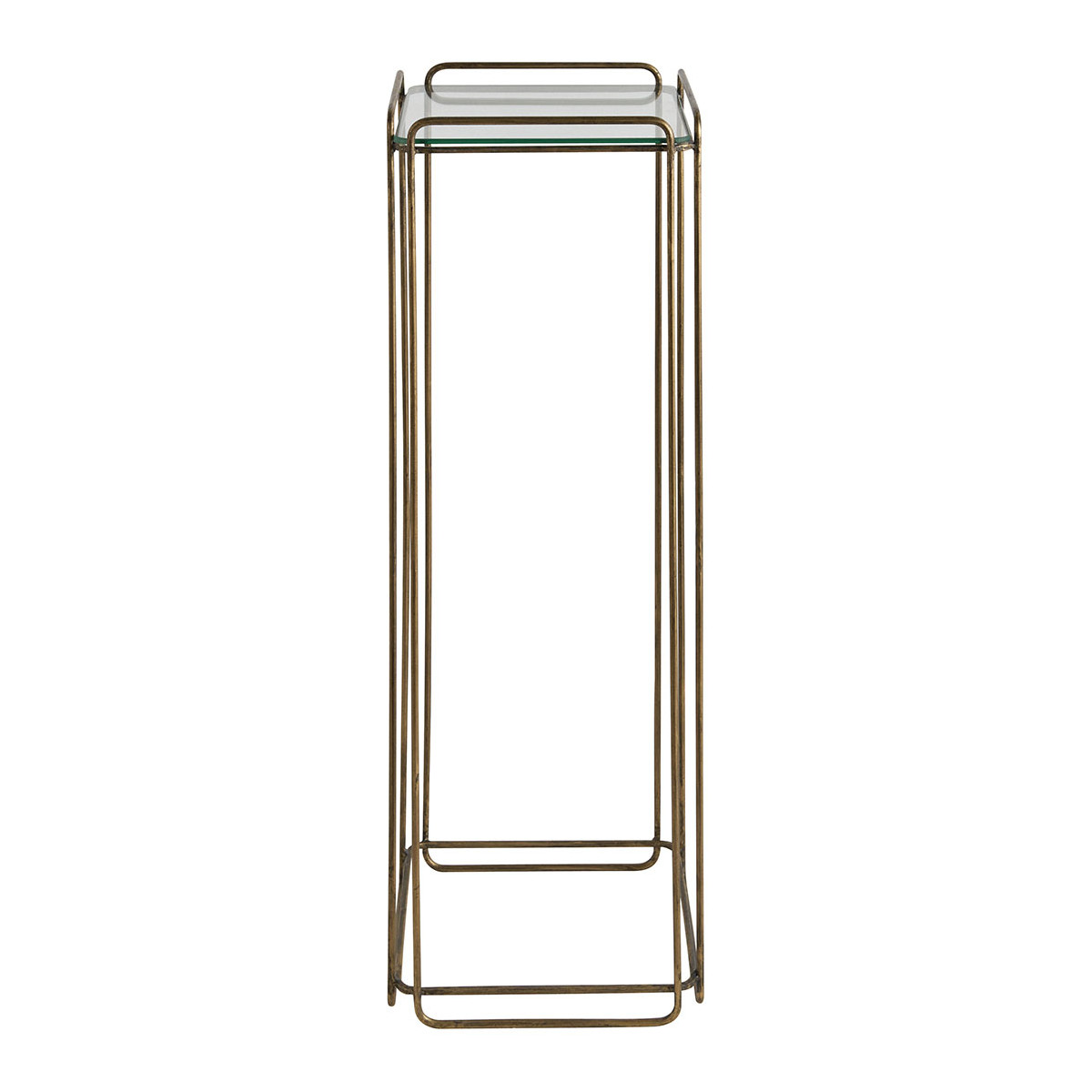 blanc d'ivoire Sellette ANATOLE en métal finition laiton doré et plateau en verre - Grand modèle - H. 90 cm