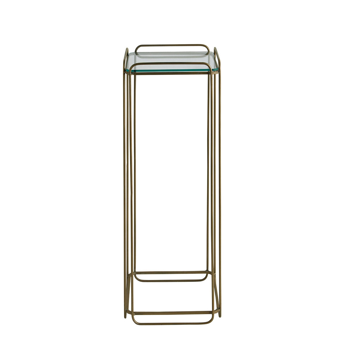 blanc d'ivoire Sellette ANATOLE en métal finition laiton doré et plateau en verre - Petit modèle - H. 70 cm