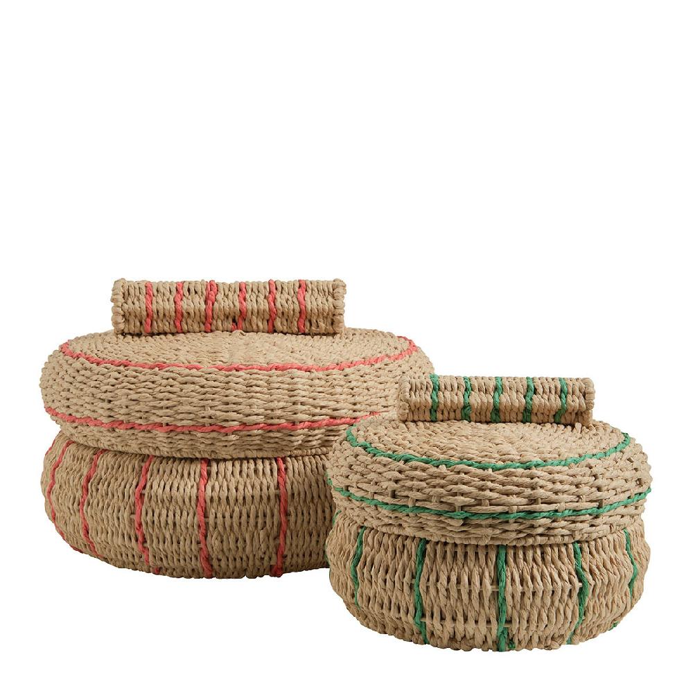 blanc d'ivoire Set de 2 boîtes HOKA en corde de papier - Corail et vert