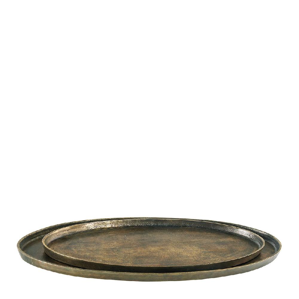 blanc d'ivoire Set de 2 plateaux AKIRA en métal finition bronze