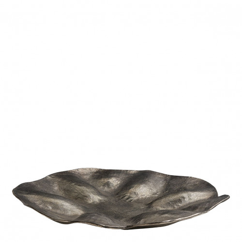 Blanc D'ivoire Set De 2 Plateaux HALO En Métal Finition Nickel Vieilli