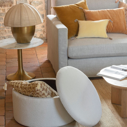 Blanc D'ivoire Set De 2 Poufs RILA En Bouclette - Crème