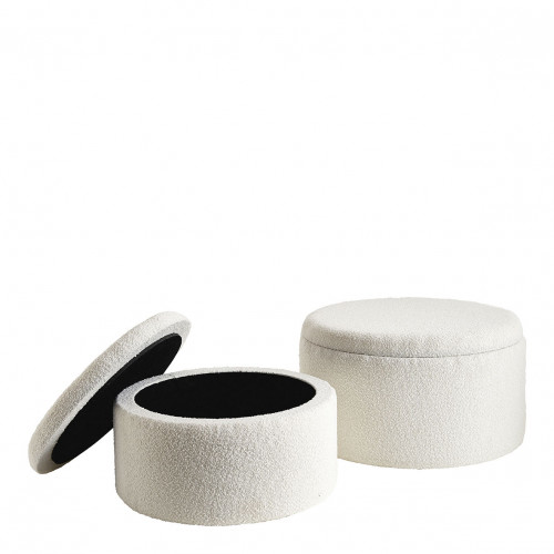 Blanc D'ivoire Set De 2 Poufs RILA En Bouclette - Crème