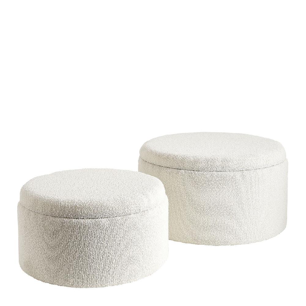 blanc d'ivoire Set de 2 poufs RILA en bouclette - Crème blanc d'ivoire Set de 2 poufs RILA en bouclette - Crème