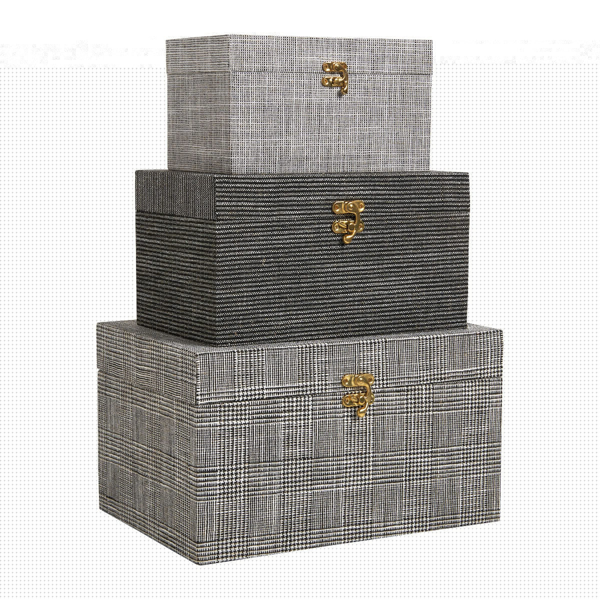 blanc d'ivoire Set de 3 boîtes GABIN en tissu - Noir et Blanc