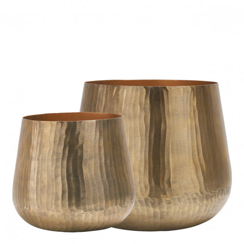 Blanc D'ivoire Set De Cache-pots Patio Laiton Vieilli