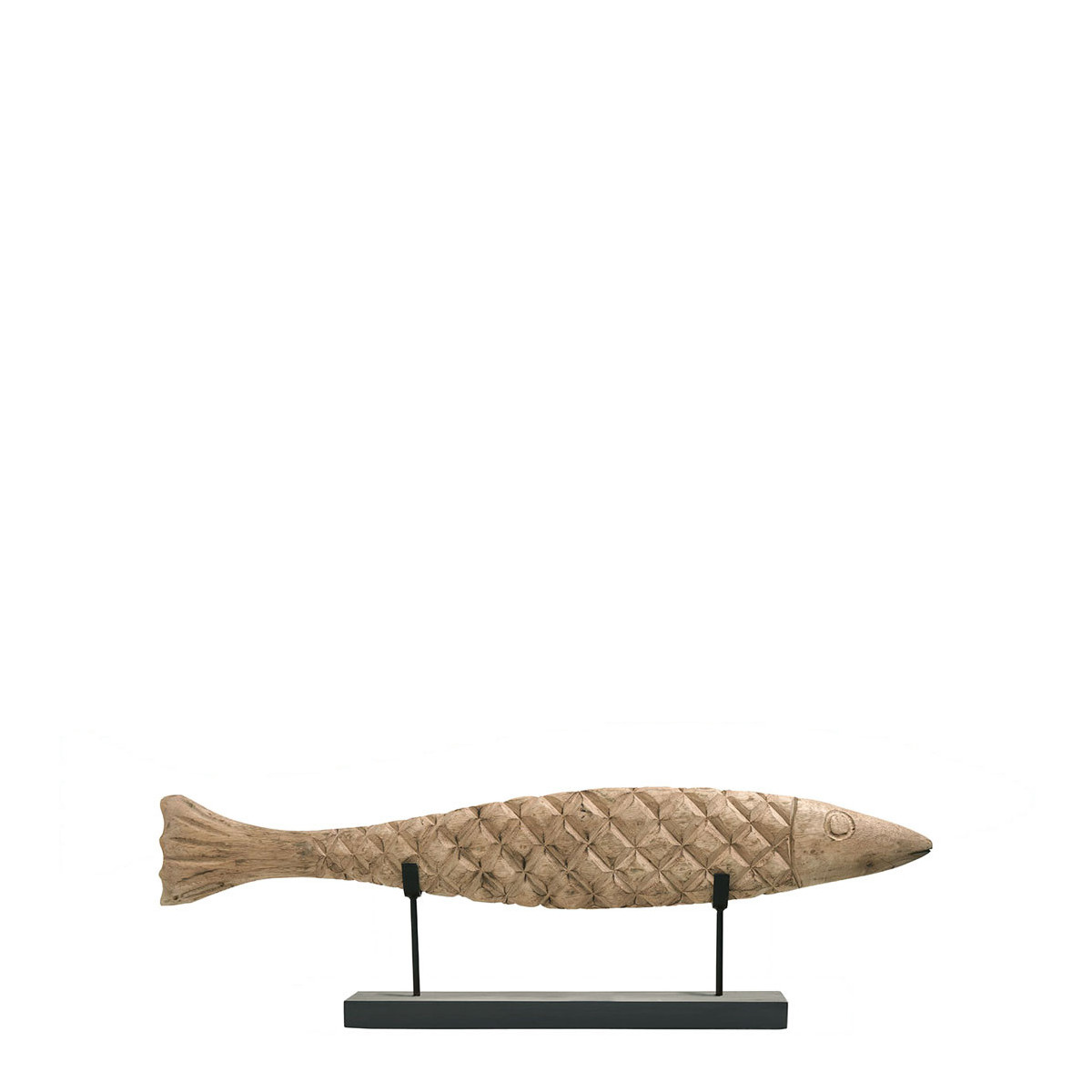 blanc d'ivoire Statue POISSON en manguier et métal - Petit modèle