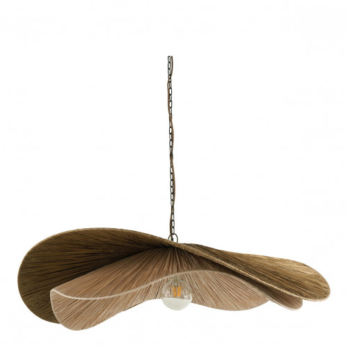 Blanc D'ivoire Suspension ADITA En Raphia - Doré Et Naturel - ø 90 X 25 Cm