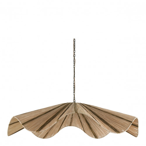 Blanc D'ivoire Suspension AIDA En Raphia - Doré Et Naturel - ø 110 X 21 Cm