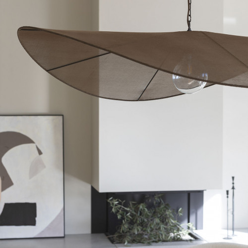 Blanc D'ivoire Suspension ALBA En Tissage Brun - ø 90 Cm
