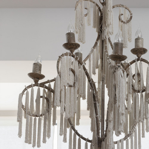 Blanc D'ivoire Suspension ANASTASIA En Métal Et Perles