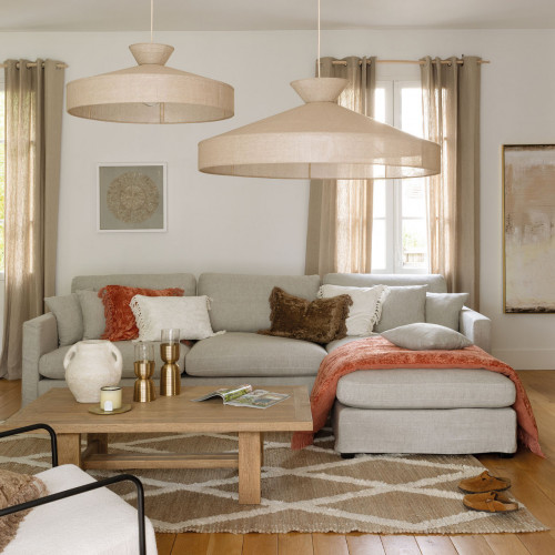 Blanc D'ivoire Suspension CAPELINE En Toile De Jute - Grand Modèle - ⌀ 100 Cm