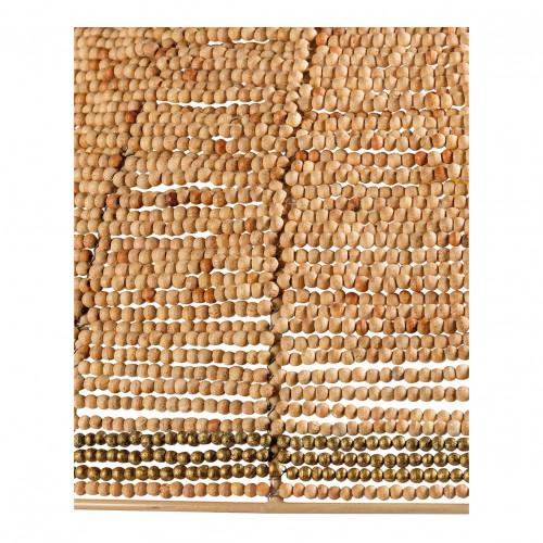 Blanc D'ivoire Suspension GAYA En Perles En Bois - Naturel Et Doré - ø 65 Cm