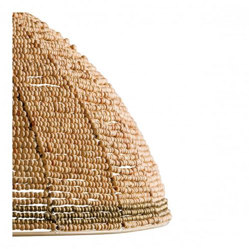 Blanc D'ivoire Suspension GAYA En Perles En Bois - Naturel Et Doré - ø 65 Cm