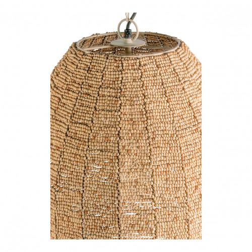 Blanc D'ivoire Suspension GAYA En Perles En Bois - Naturel Et Doré - ø 47 Cm