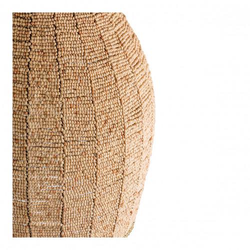 Blanc D'ivoire Suspension GAYA En Perles En Bois - Naturel Et Doré - ø 47 Cm