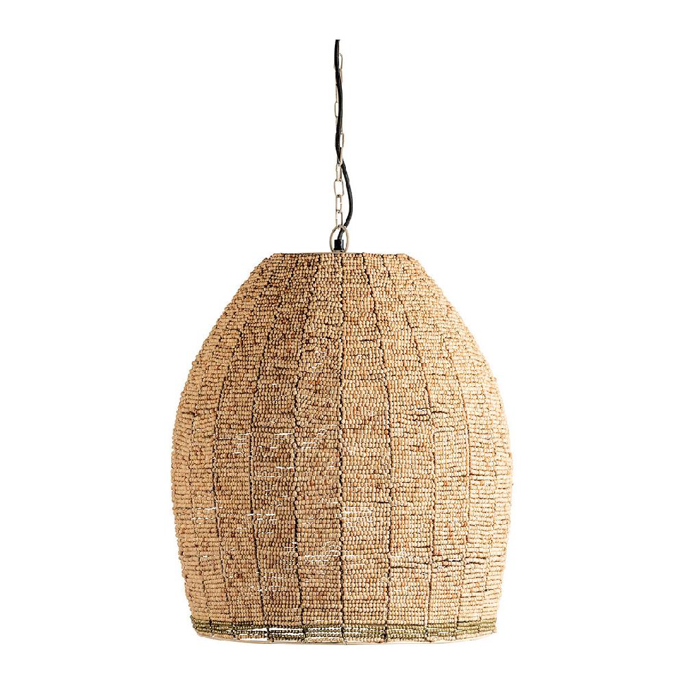 blanc d'ivoire Suspension GAYA en perles en bois - Naturel et doré - ø 47 cm