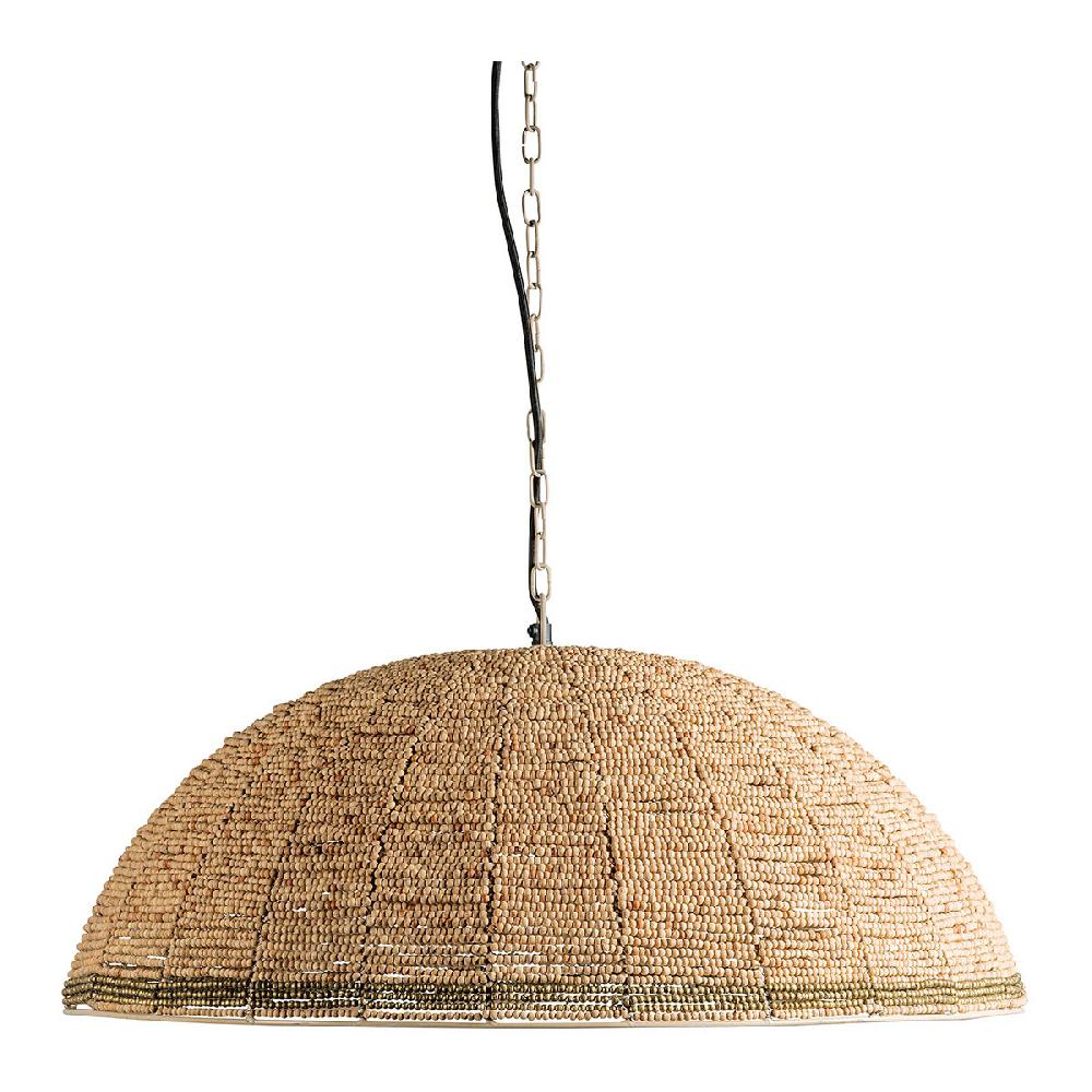 blanc d'ivoire Suspension GAYA en perles en bois - Naturel et doré - ø 65 cm