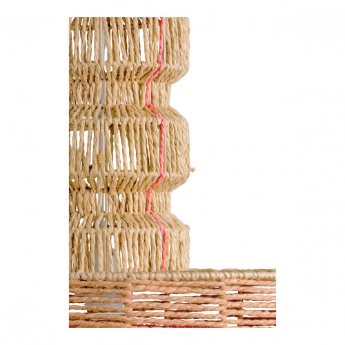 Blanc D'ivoire Suspension HOKA Non électrifiée En Corde De Papier - Naturel Et Corail - ø 50 5 X 55 5 Cm