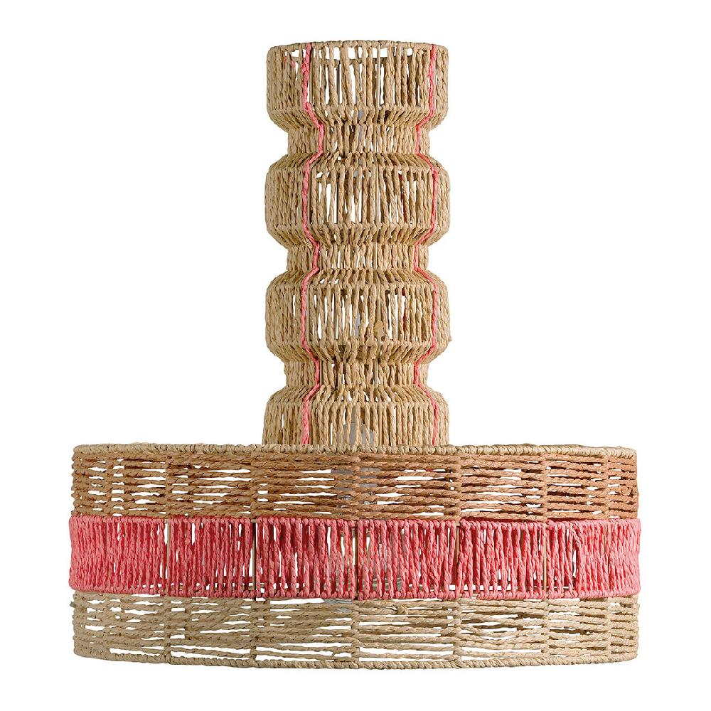 blanc d'ivoire Suspension HOKA non électrifiée en corde de papier - Naturel et corail - ø 50 5 x 55 5 cm