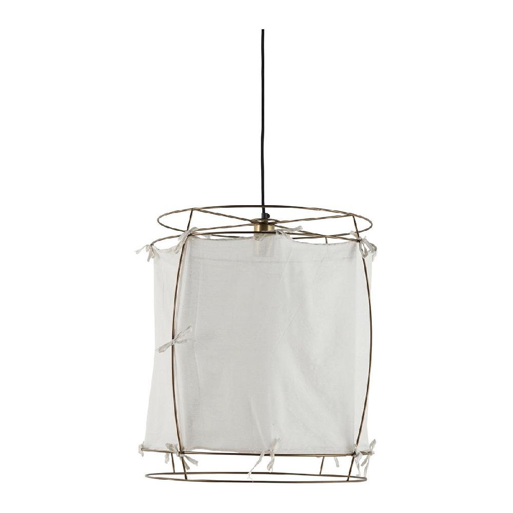 blanc d'ivoire Suspension JADE en tissu blanc et métal doré finition laiton - Petit modèle - H. 65 cm