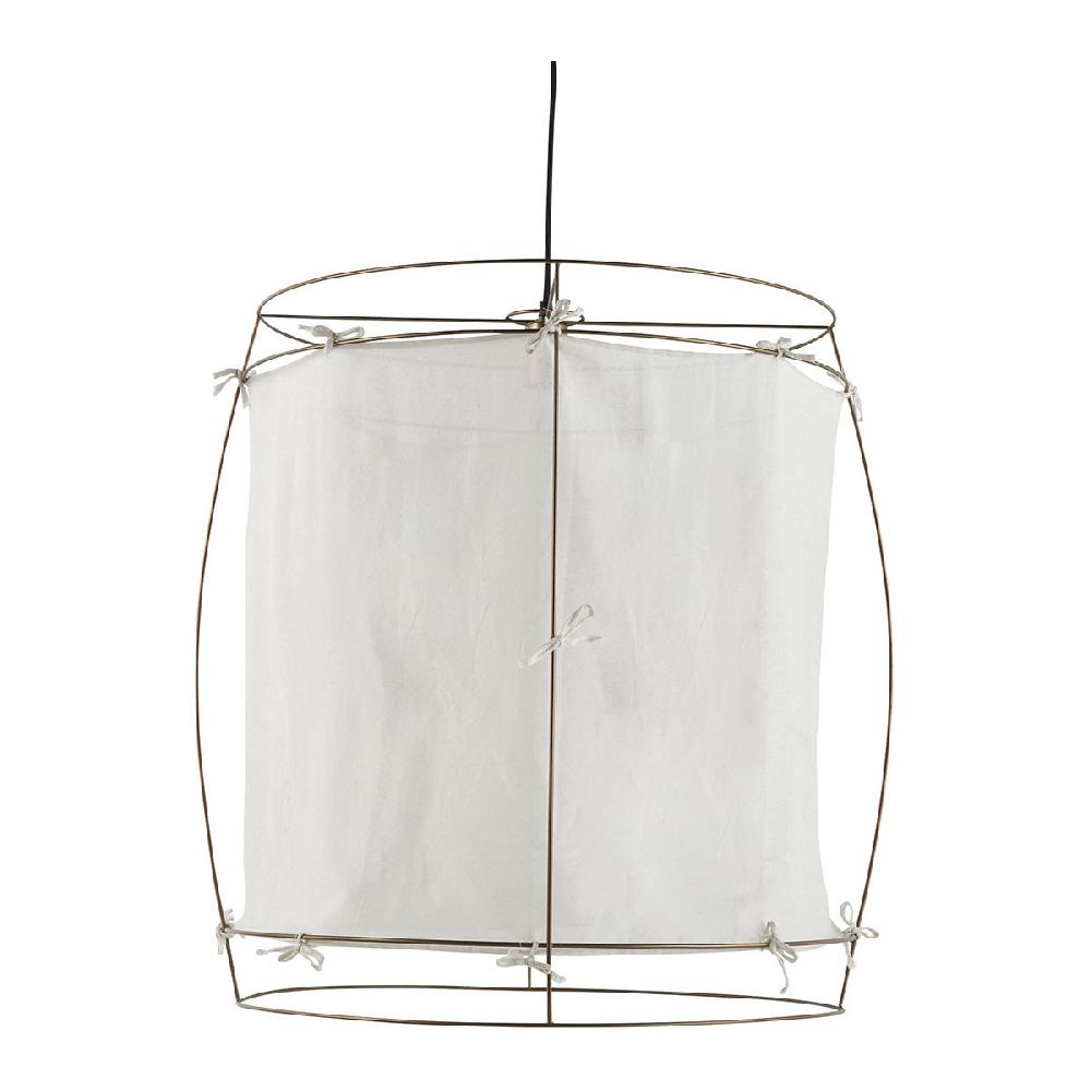 blanc d'ivoire Suspension JADE en tissu blanc et métal doré finition laiton - Grand modèle - H. 75 cm