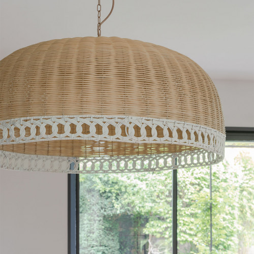 Blanc D'ivoire Suspension JOSÉPHINE En Rotin - Petit Modèle - ⌀ 51 Cm