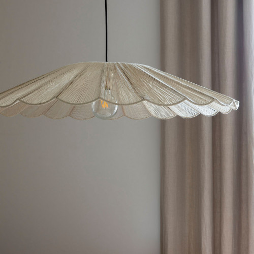Blanc D'ivoire Suspension MARGUERITE En Jute Blanche Et Métal - ø 90 Cm