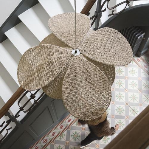 Blanc D'ivoire Suspension NARCISSE En Raphia Tressé