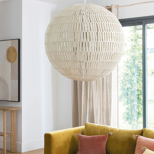 Blanc D'ivoire Suspension SPHÈRE En Jute - Petit Modèle - ø 50 Cm