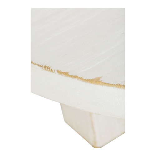 Blanc D'ivoire Table Basse BAO En Orme Recyclé - Petit Modèle - ø 80 Cm - Blanc