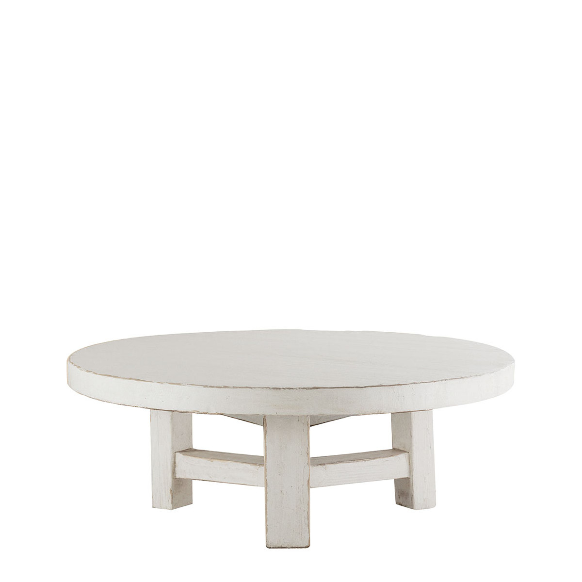blanc d'ivoire Table basse BAO en orme recyclé - Petit modèle - ø 80 cm - Blanc