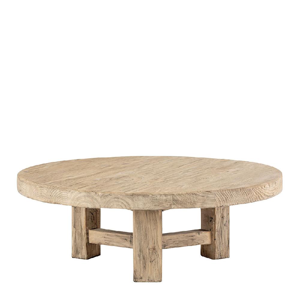 blanc d'ivoire Table basse BAO orme recyclé - Grand modèle - ø 105 cm - Naturel