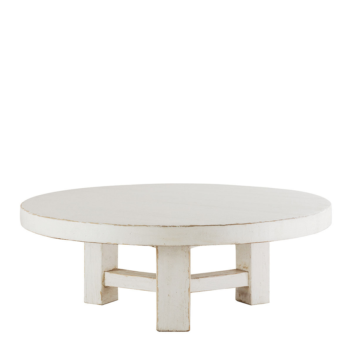 blanc d'ivoire Table basse BAO orme recyclé - Grand modèle - ø 105 cm - Blanc