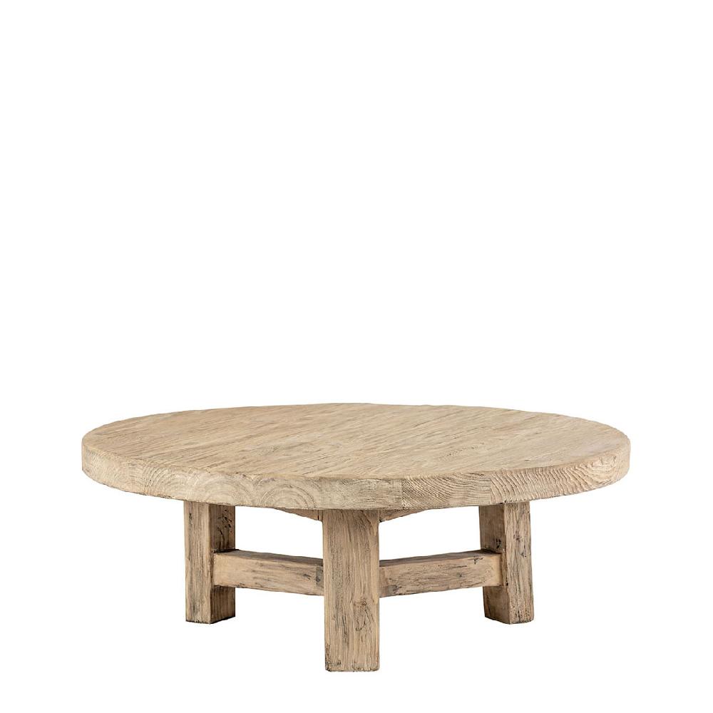 blanc d'ivoire Table basse BAO orme recyclé - Petit modèle - ø 80 cm - Naturel