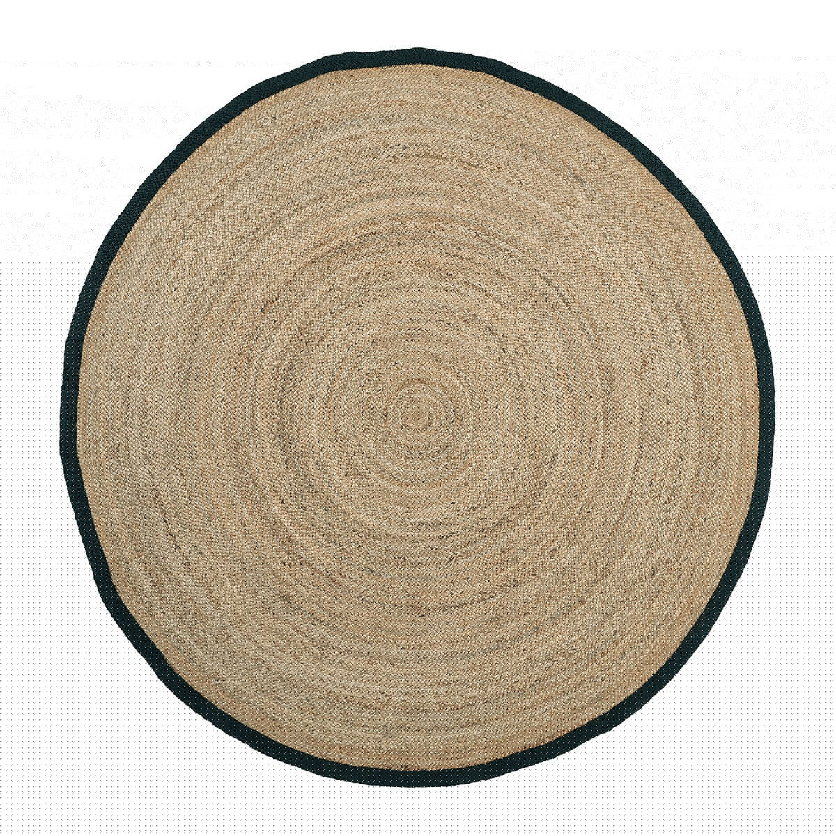 blanc d'ivoire Tapis CERCLE rond en jute ourlé noir - ⌀ 200 cm