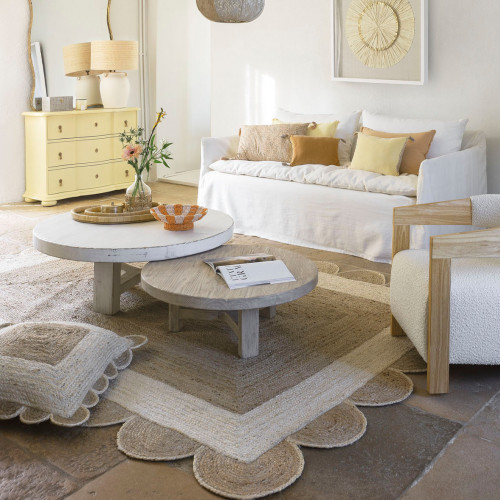 Blanc D'ivoire Tapis ÉNOLA En Jute - Naturel Et Blanc - 200 X 300 Cm