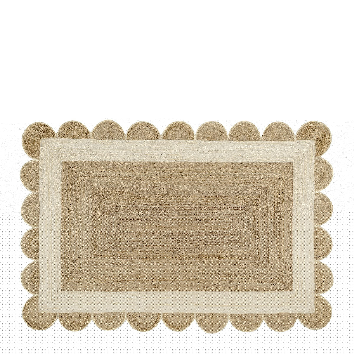 blanc d'ivoire Tapis ÉNOLA en jute - Naturel et blanc - 200 x 300 cm