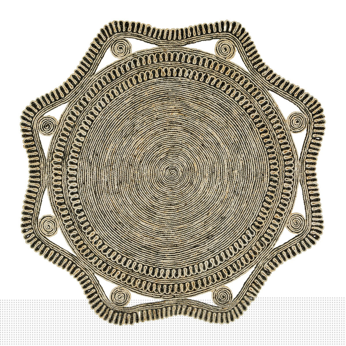 blanc d'ivoire Tapis KISHI en jute - Blanc et noir - 200 x 300 cm