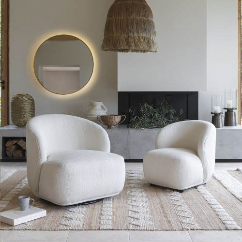 Blanc D'ivoire Tapis TANGER En Jute Et Laine - Grand Modèle - 300 X 200 Cm