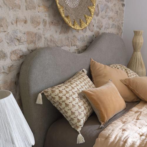 Blanc D'ivoire Tête De Lit SÉRÉNA En Tissu - Gris - 181 X 11 X 122 Cm