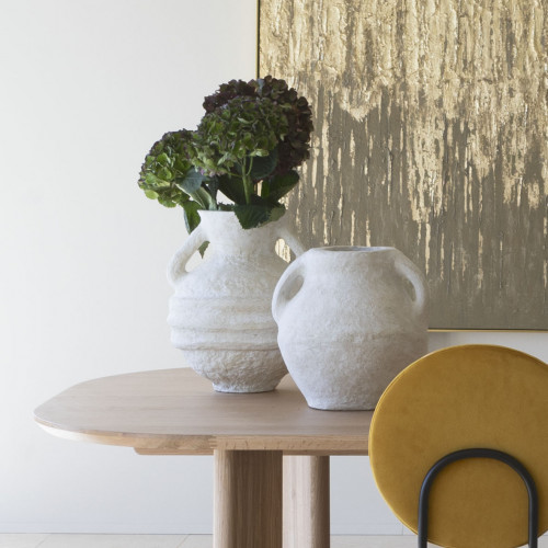 Blanc D'ivoire Vase Amphore Décoratif CALISTA En Papier Maché - ø 30 X 30 Cm