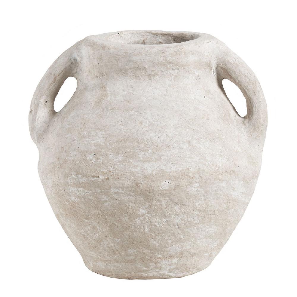 blanc d'ivoire Vase amphore décoratif CALISTA en papier maché - ø 30 x 30 cm